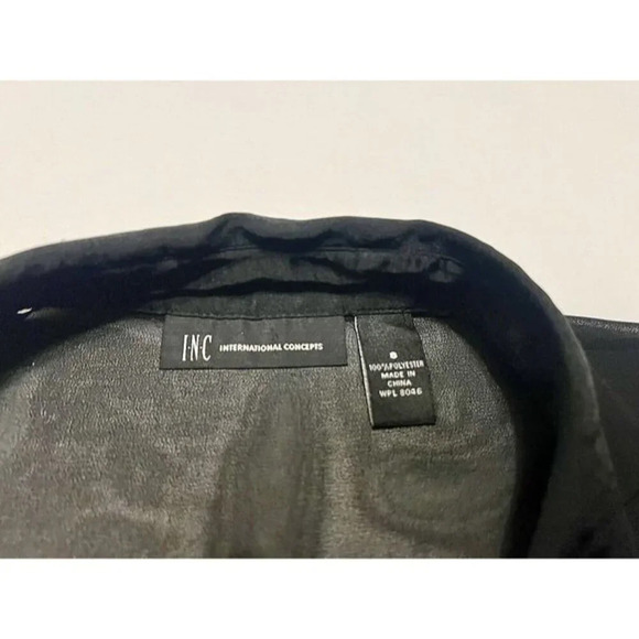 SM Woman's INC Black Long Sleeve Button Down Shirt Sheer Panels Collared - Picture 9 of 11